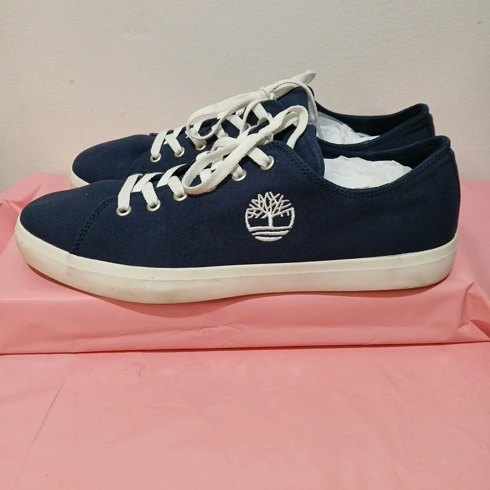 Men's Size 10 Timberland Union Wharf Oxford Canvas Sneakers Dark Blue